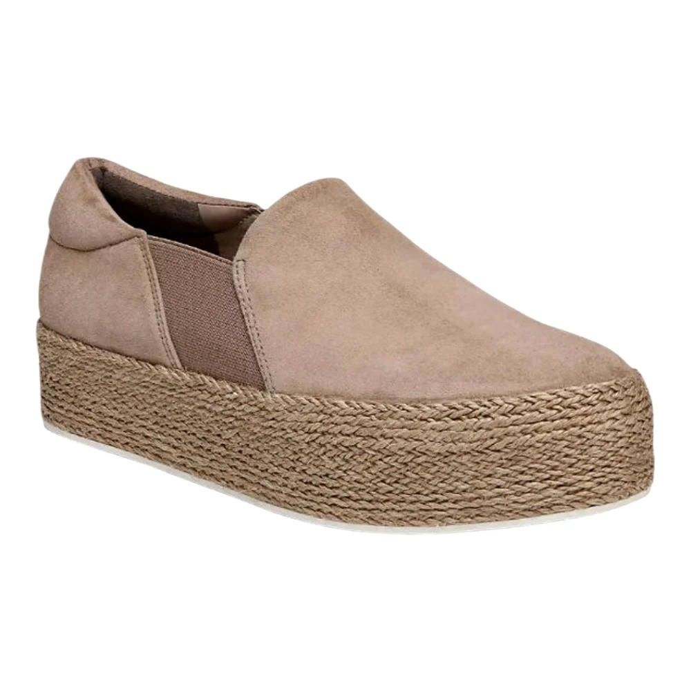 Vince Wilden Espadrille Platform Slip On Sneakers Tan Suede Size 8.5